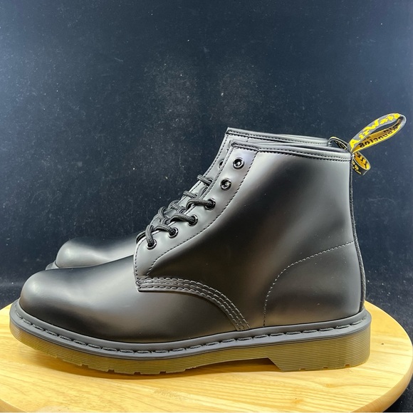 Dr Martens Doc Vegan 101 Felix Ankle Black Leather Boots Mens Size 10 - Picture 3 of 10